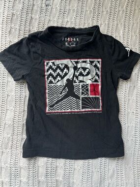 Jordan Black Graphic Short-Sleeve Tee with Red & White Accents